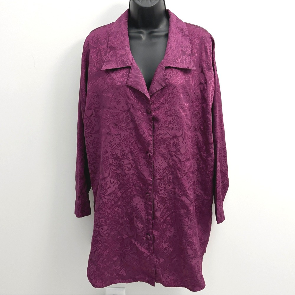 Victoria's Secret Vintage Sleep Shirt Damask Paisley Purple M/L